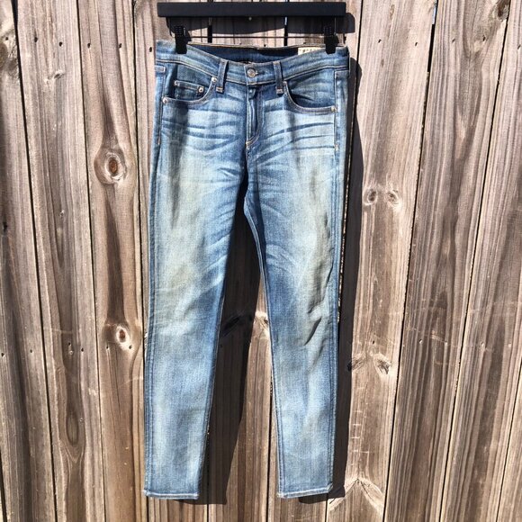 Rag & Bone 28 Skinny Blue Denim Jeans Heathway Light Wash - Picture 5 of 10